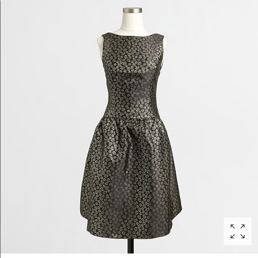 J. Crew Factory Gold Floral Jacquard Dress
